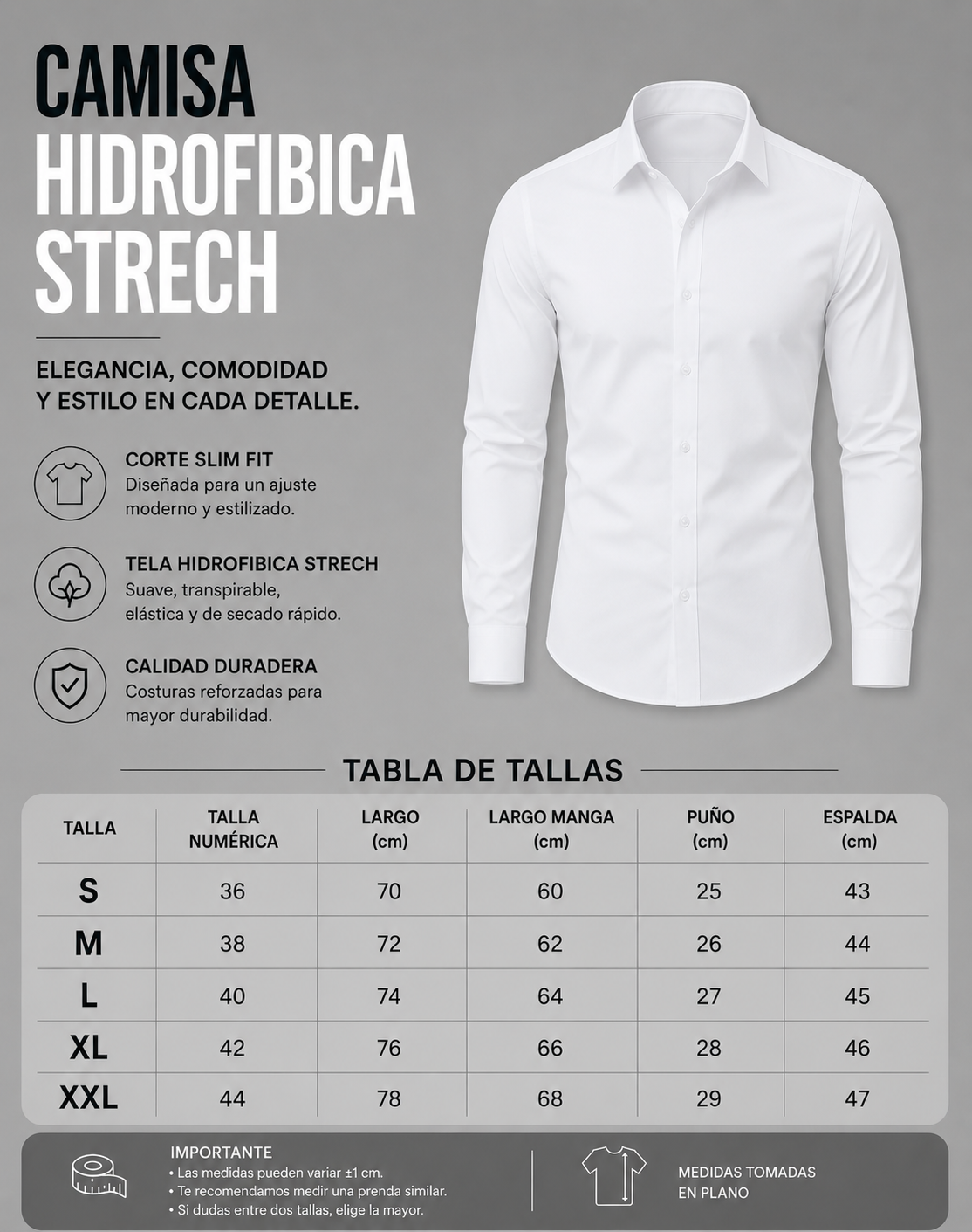 Long Sleeve Camisa Hidrofóbica Strech